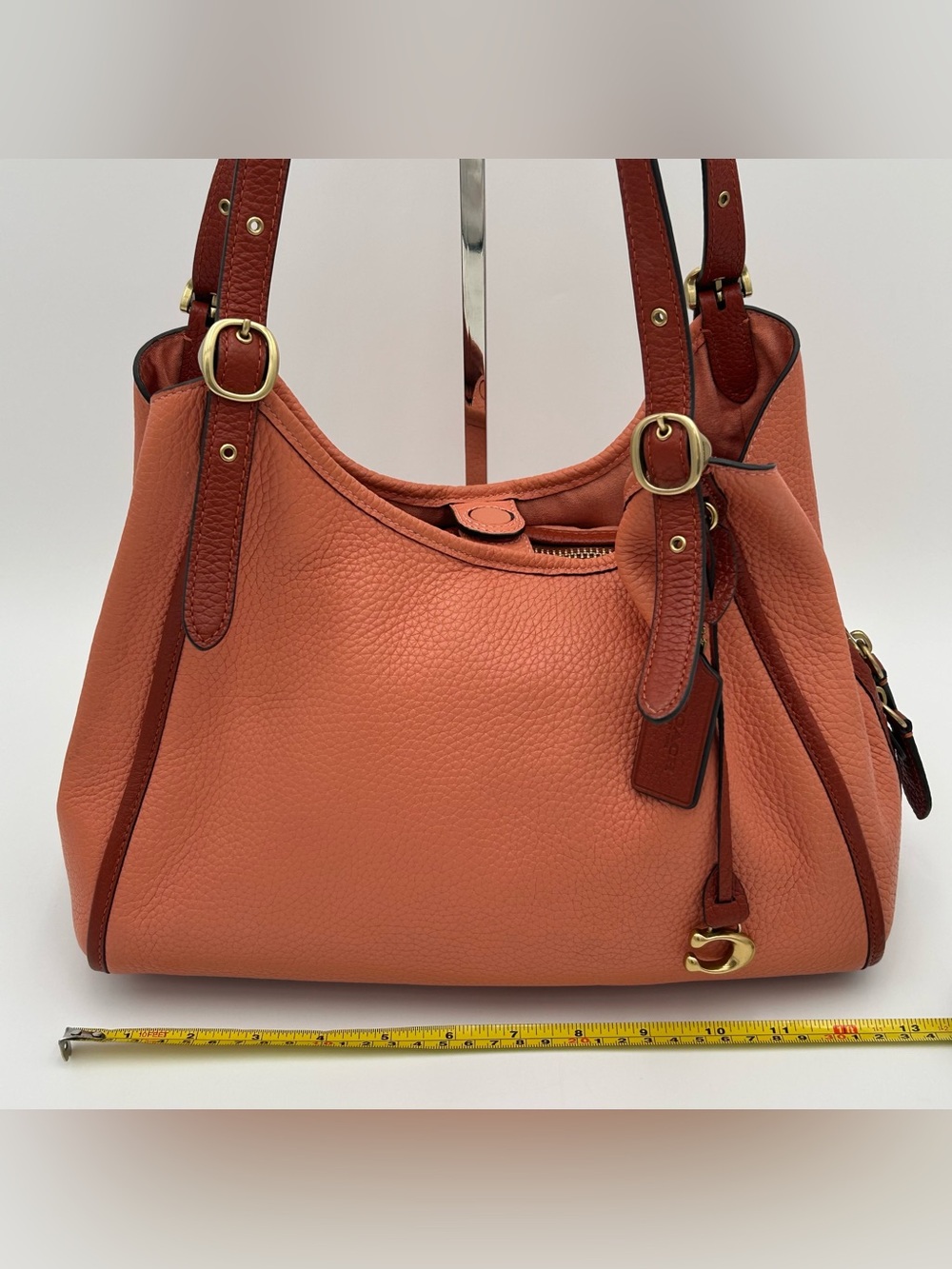 Coach Pebbled Leather Peach Lori Tote - Picture 14 of 16